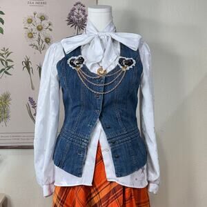 Denim Button Up Vest Coastal Cowgirl Cottage Prairie Y2k Farmers Daughter S